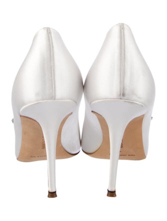 Manolo Blahnik Satin Crystal Embellishments Pumps