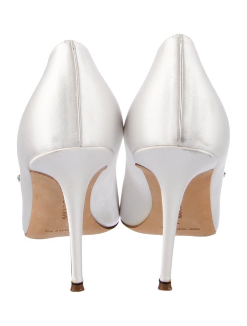 Manolo Blahnik Satin Crystal Embellishments Pumps