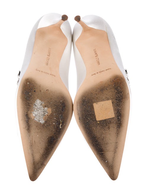 Manolo Blahnik Satin Crystal Embellishments Pumps