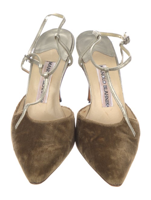 Manolo Blahnik Suede Animal Print T-Strap Pumps