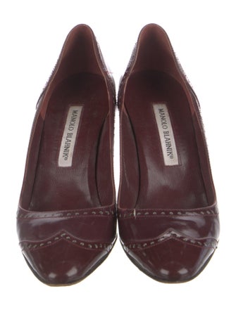 Manolo Blahnik Patent Leather Printed Pumps