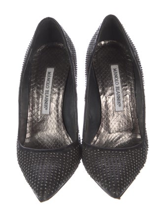 Manolo Blahnik Leather Studded Accents Pumps