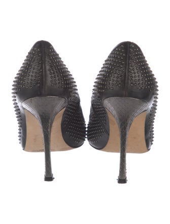 Manolo Blahnik Leather Studded Accents Pumps