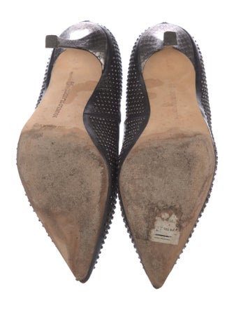 Manolo Blahnik Leather Studded Accents Pumps