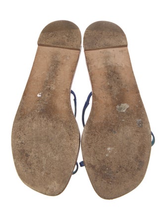 Manolo Blahnik Leather Scalloped Accent Slides