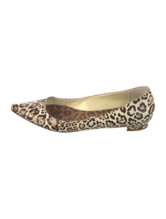 Manolo Blahnik Leather Animal Print Ballet Flats