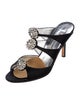 Manolo Blahnik Satin Crystal Embellishments Slides