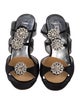 Manolo Blahnik Satin Crystal Embellishments Slides