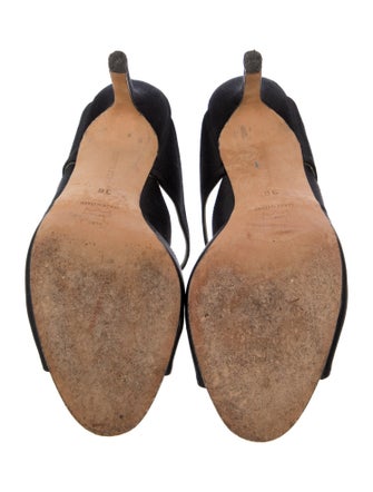 Manolo Blahnik Satin Crystal Embellishments Slides