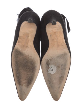 Manolo Blahnik Suede Ruffle Embellishment Lace-Up Boots