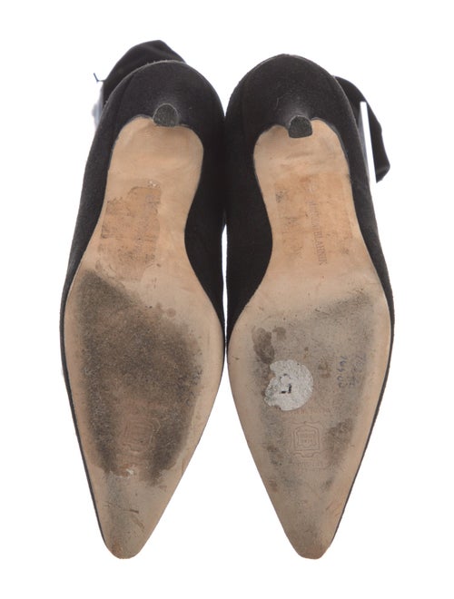 Manolo Blahnik Suede Ruffle Embellishment Lace-Up Boots