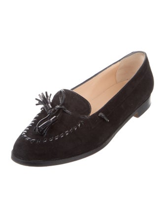 Manolo Blahnik Suede Whipstitch Trim Loafers