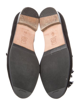 Manolo Blahnik Suede Whipstitch Trim Loafers