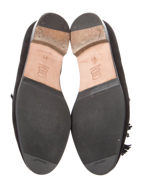 Manolo Blahnik Suede Whipstitch Trim Loafers