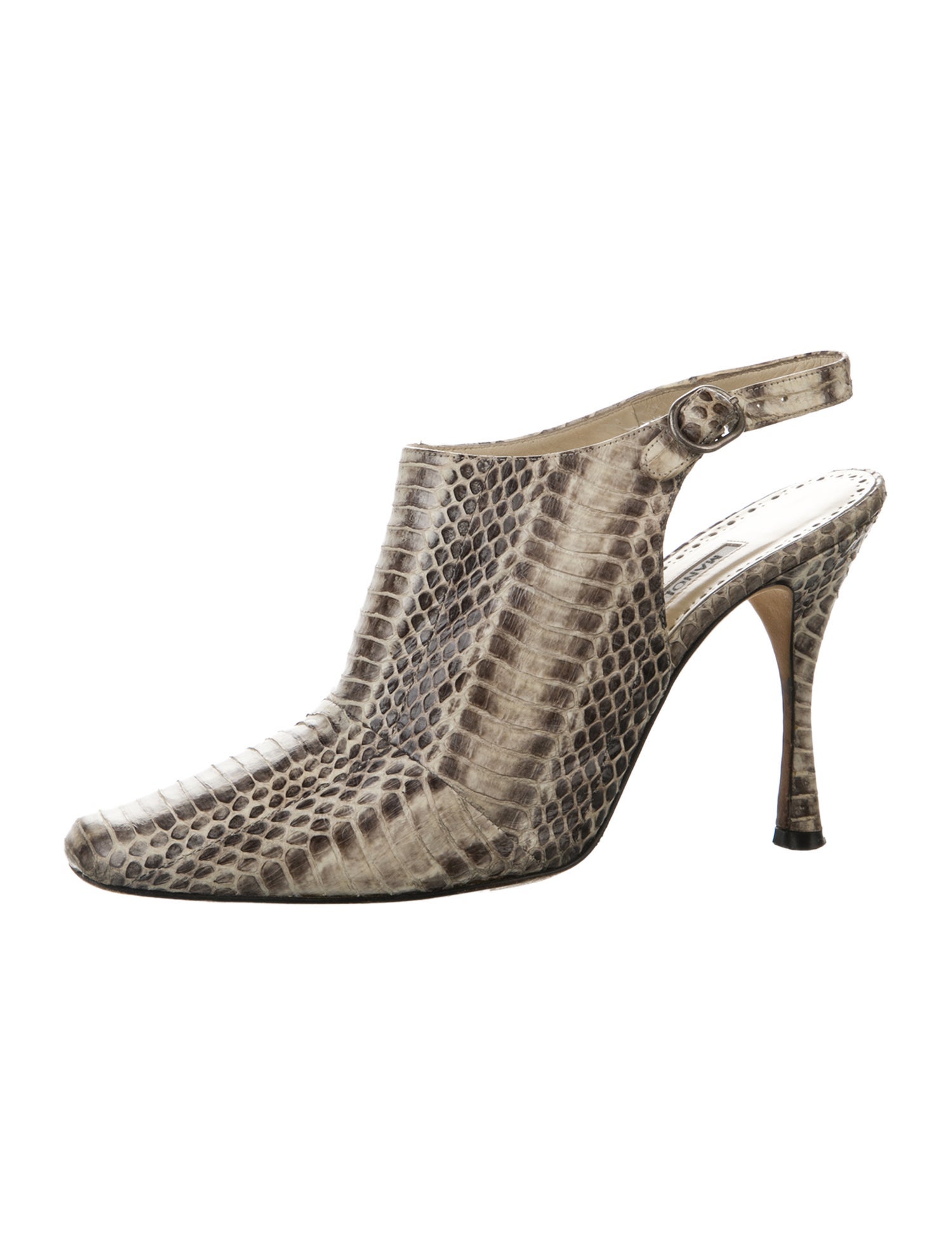 Manolo Blahnik Matilda Snakeskin Slingback Pumps