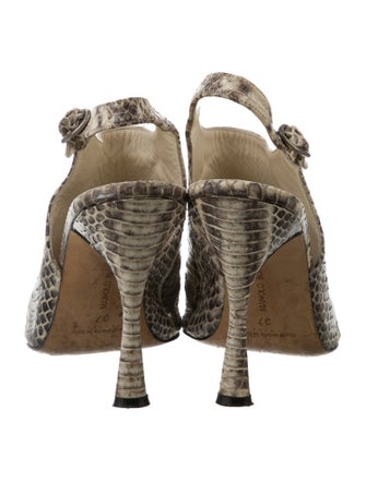 Manolo Blahnik Matilda Snakeskin Slingback Pumps