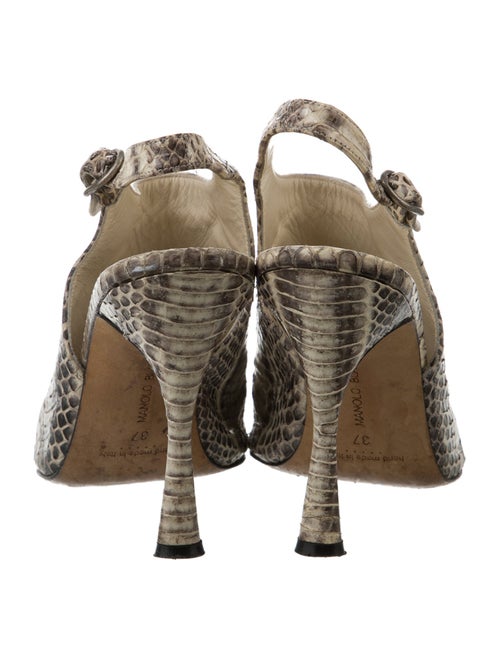 Manolo Blahnik Matilda Snakeskin Slingback Pumps