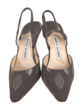Manolo Blahnik Printed Embroidered Accent Slingback Pumps