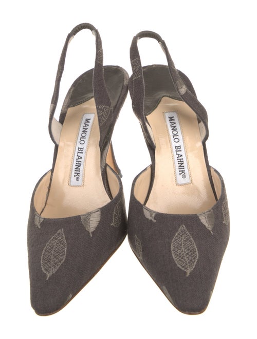Manolo Blahnik Printed Embroidered Accent Slingback Pumps