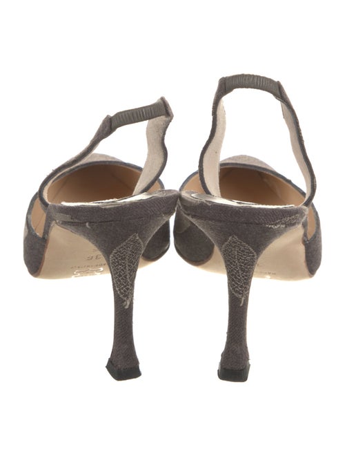 Manolo Blahnik Printed Embroidered Accent Slingback Pumps