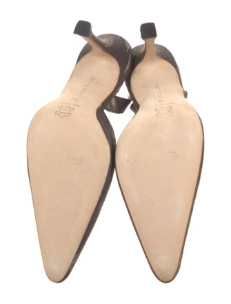 Manolo Blahnik Printed Embroidered Accent Slingback Pumps