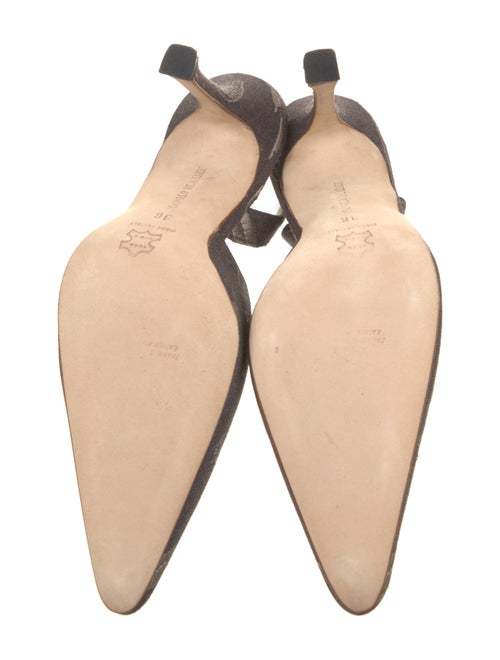 Manolo Blahnik Printed Embroidered Accent Slingback Pumps