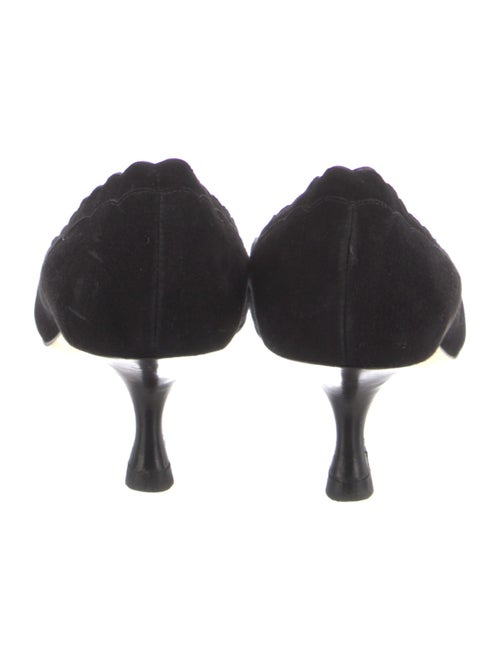 Manolo Blahnik Suede Scalloped Accent Pumps