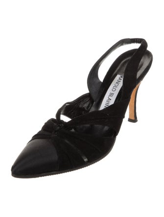 Manolo Blahnik Suede Bow Accents Mules