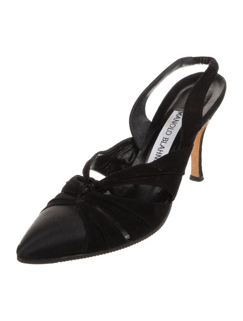 Manolo Blahnik Suede Bow Accents Mules