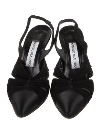 Manolo Blahnik Suede Bow Accents Mules