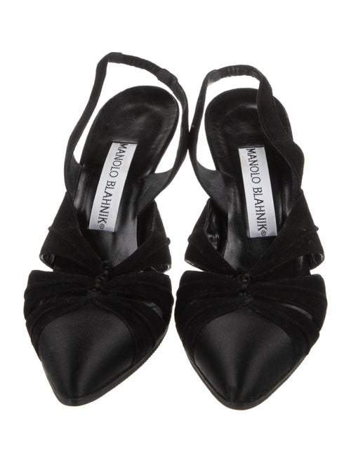 Manolo Blahnik Suede Bow Accents Mules