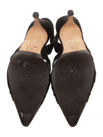Manolo Blahnik Suede Bow Accents Mules