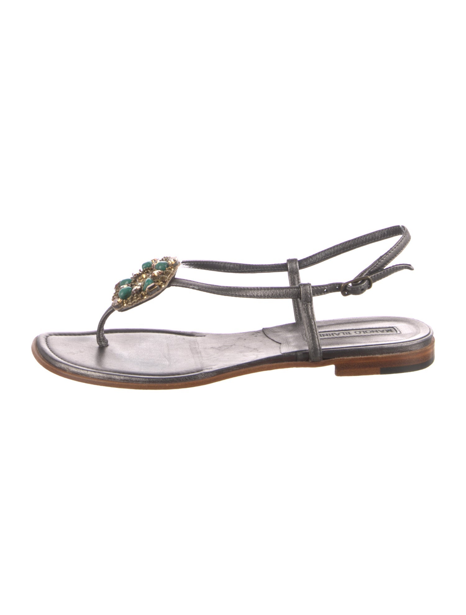 Manolo Blahnik Leather T-Strap Sandals