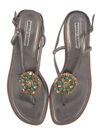 Manolo Blahnik Leather T-Strap Sandals