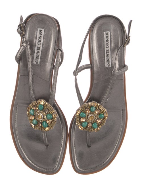 Manolo Blahnik Leather T-Strap Sandals