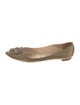 Manolo Blahnik Satin Crystal Embellishments Flats