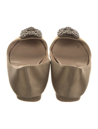 Manolo Blahnik Satin Crystal Embellishments Flats