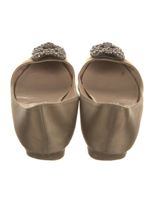 Manolo Blahnik Satin Crystal Embellishments Flats