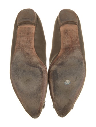 Manolo Blahnik Satin Crystal Embellishments Flats