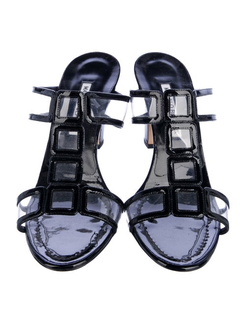 Manolo Blahnik Patent Leather T-Strap Sandals