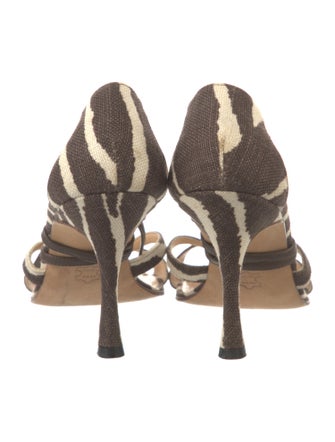 Manolo Blahnik Canvas Animal Print Sandals