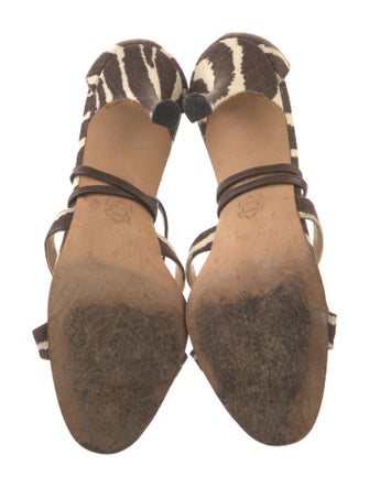Manolo Blahnik Canvas Animal Print Sandals