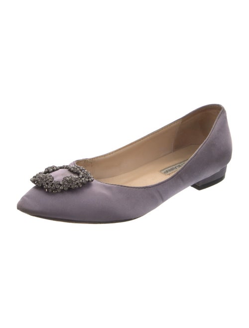 Manolo Blahnik Satin Crystal Embellishments Flats