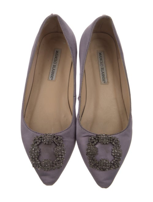 Manolo Blahnik Satin Crystal Embellishments Flats