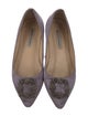Manolo Blahnik Satin Crystal Embellishments Flats