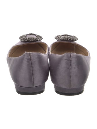 Manolo Blahnik Satin Crystal Embellishments Flats