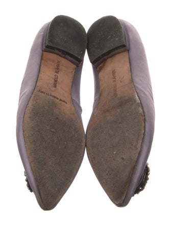 Manolo Blahnik Satin Crystal Embellishments Flats