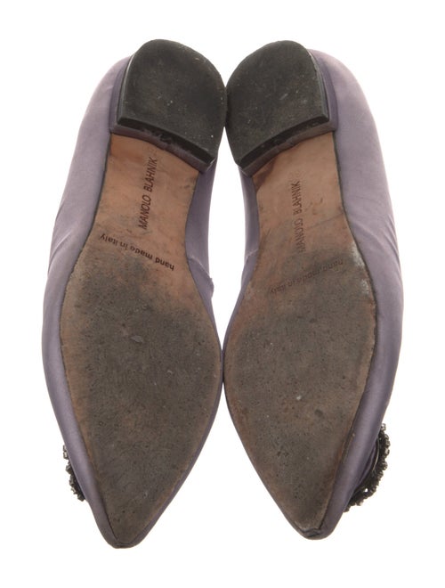 Manolo Blahnik Satin Crystal Embellishments Flats