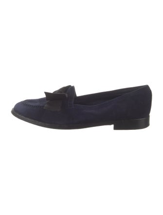 Manolo Blahnik Suede Bow Accents Loafers
