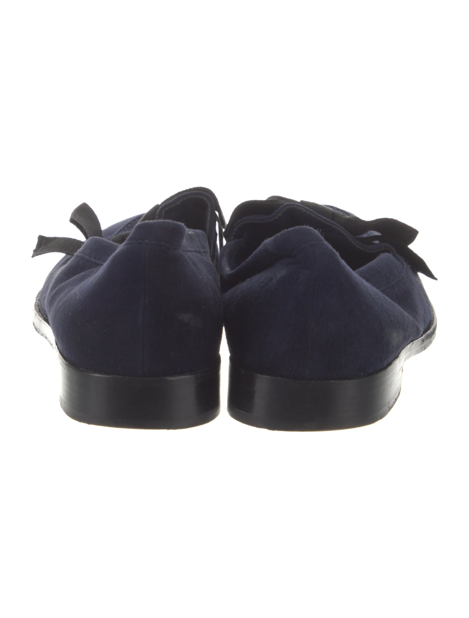 Manolo Blahnik Suede Bow Accents Loafers